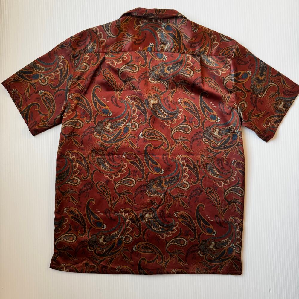 Urban Outfitters Satin Paisley Shirt Men's Small Retro Resort Festival Vacation - Picture 14 of 16